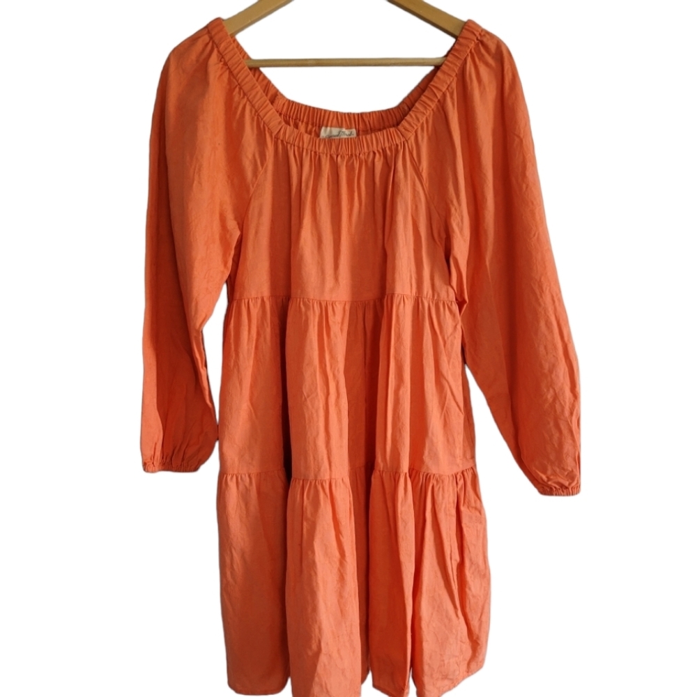 Universal Threads Orange Tiered Prairie Dress Orange Peasant Dress Size Small